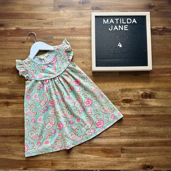 Matilda Jane Happy & Free Green Paisley Growing Season Sleeveless Pearl Dress 4 - Picture 1 of 9